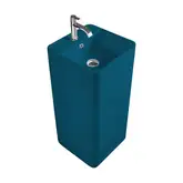 Умивальник окремо стоячий Nic Design Semplice 40х40х85 см з отвором під змішувач, злив у стіну, Denim глянець (001371076)