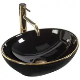 Умывальник (раковина) REA SOFIA BLACK GOLD EDGE  накладной черный (REA-U3695)