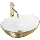 Умывальник (раковина) REA SOFIA BRUSHED GOLD WHITE накладной (REA-U3697)
