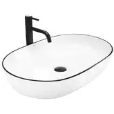 Умывальник (раковина) REA CLEO 61 WHITE BLACK EDGE накладний білий (REA-U6210)