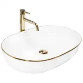 Умывальник (раковина) REA CLEO 61 WHITE GOLD EDGE накладний білий (REA-U6211)