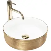 Умывальник (раковина) REA SAMI WHITE BRUSHED GOLD накладной (REA-U6630)