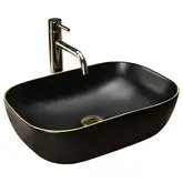 Умывальник (раковина) REA BELINDA BLACK MATT GOLD EDGE накладной (REA-U9659)