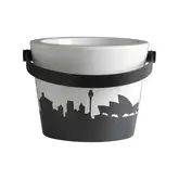раковина підвісна або накладна 8802NSNYC BUCKET 30R 30x40 см, з тримачем рушника чорний матовий, декор New York Scarabeo ІТАЛІЯ