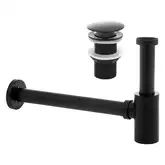 Сифон універсальний для раковины (умивальника) Yoka BLACK MAT CLICK-KLAK черный (SYPOP-14-BLK)
