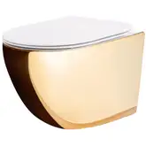Подвесной унитаз REA CARLO FLAT MINI GOLD WHITE (REA-C0669)