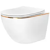 Подвесной унитаз REA CARLO WHITE MINI FLAT GOLD EDGE белый (REA-C1222)