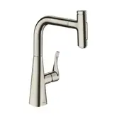 Змішувач для кухні Hansgrohe Metris Select 240 2jet з витяжним душем, сталевий (73822800)