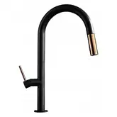 Смеситель для раковины (умывальника) REA APOLLO BLACK/ROSE GOLD черный / розовое золото высокий (REA-B9601)