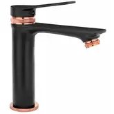 Смеситель для раковины (умывальника) REA VIRAL BLACK ROSE GOLD низкий (REA-B2025)