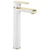 Rea Bloom White Gold Смеситель для раковины, высокий, белый (REA-B9931)