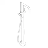 Смеситель для ванны напольный Hansgrohe Tecturis S (цвет - чёрный матовый), с душевым гарнитуром 73440670