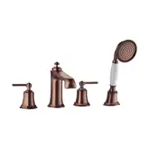 смеситель для ванны на 4 отверстия Omnires Armance antique copper, с термостатом (AM5232ORB)