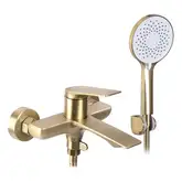 Смеситель для ванны и душа REA  AVALON BRUSHED GOLD настенный с изливом (REA-B2707)