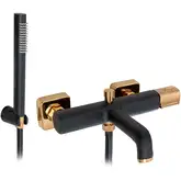 Смеситель для ванны и душа REA SALTO BLACK ROSE GOLD настенный с изливом (REA-B6352)