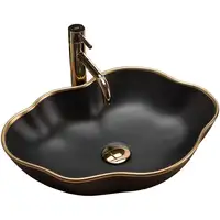 Умивальник (раковина) REA PEARL BLACK GOLD накладний чорний/золото (REA-U0692)