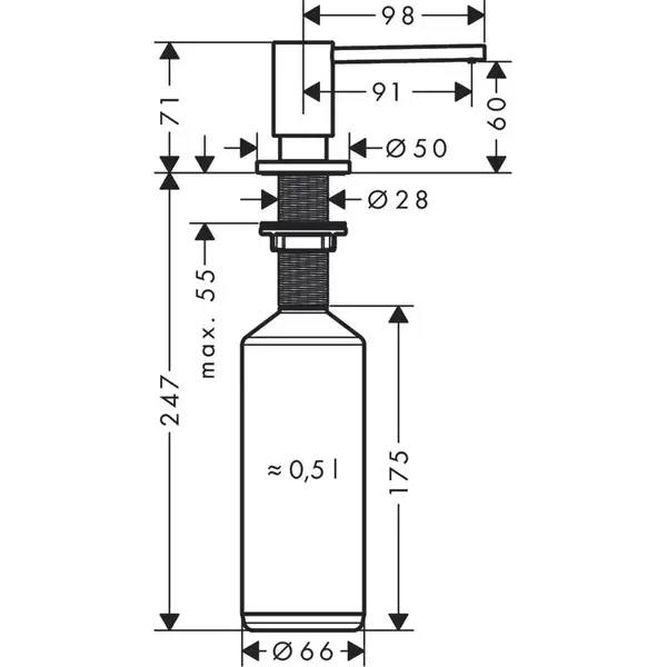 Дозатор кухонний Hansgrohe A41 виразний 500 ml, хром (40438000) Дозатор кухонний Hansgrohe A41 виразний 500 ml, хром (40438000)