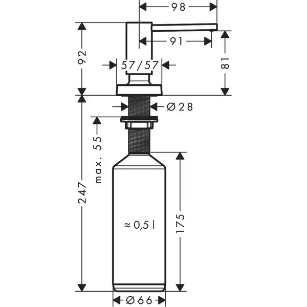 Дозатор кухонний Hansgrohe A71 виразний 500 ml, stainless steel (40468800) Дозатор кухонний Hansgrohe A71 виразний 500 ml, stainless steel (40468800)