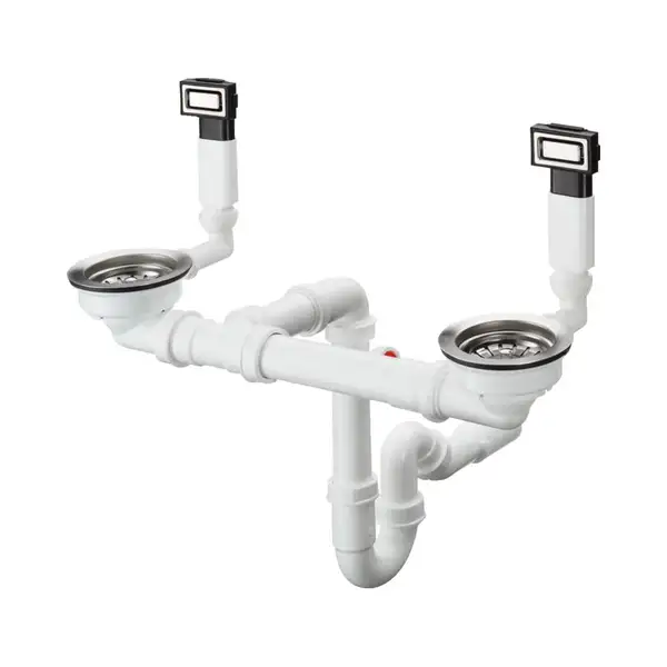 Сифон з переливом для мийки Hansgrohe D15-10 на 2 чаші, сталевий (43922800) Сифон з переливом для мийки Hansgrohe D15-10 на 2 чаші, сталевий (43922800)