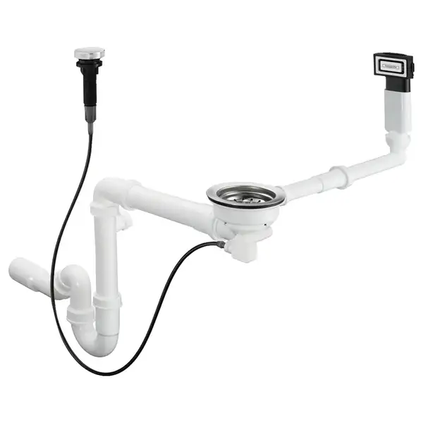 Сифон з переливом для мийки Hansgrohe D16-11 Automatic на 1 чашу, хром (43937000)