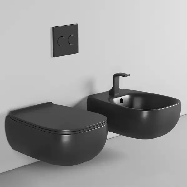 Биде подвесное Flaminia Fluo, цвет - Carbone opaco (матовый) FU218 Carbone