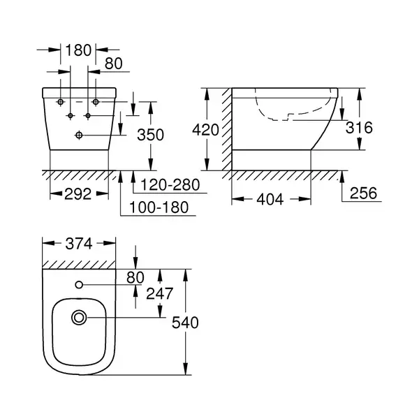 Биде подвесное Grohe Euro Ceramic, с покрытием PureGuard (3920800H) фото 2 Aquada.com.ua Биде подвесное Grohe Euro Ceramic, с покрытием PureGuard (3920800H) фото 2 Aquada.com.ua