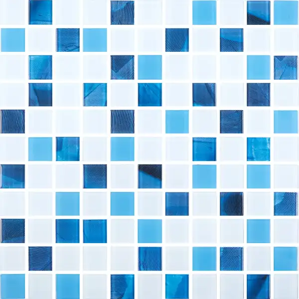 KOTTO Мозаїка скляна GMP 0425018 С3 print 19/blue D mat/white mat 300x300 (кубик 2,5х2,5) Кераміка Лео УКРАЇНА