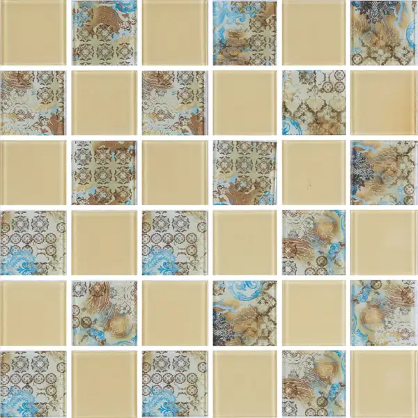 KOTTO Мозаїка скляна GMP 0448029 СC print 34/ral 1014 300x300 (кубик 4,8х4,8) Кераміка Лео УКРАЇНА