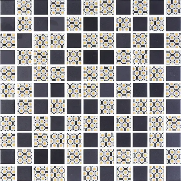 KOTTO Мозаїка скляна GMP 0825002 С2 print 2/black mat 300x300 (кубик 2,5х2,5) Кераміка Лео УКРАЇНА