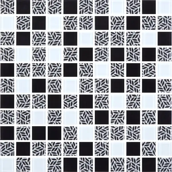KOTTO Мозаїка скляна GMP 0825011 С3 print 10/black /white 300 x 300 х 8   ( 25 х 25 ) Кераміка Лео УКРАЇНА