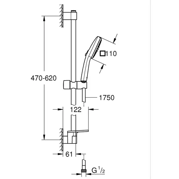 Grohe Tempesta Cube 110 Душевой гарнитур, хром (26907003)