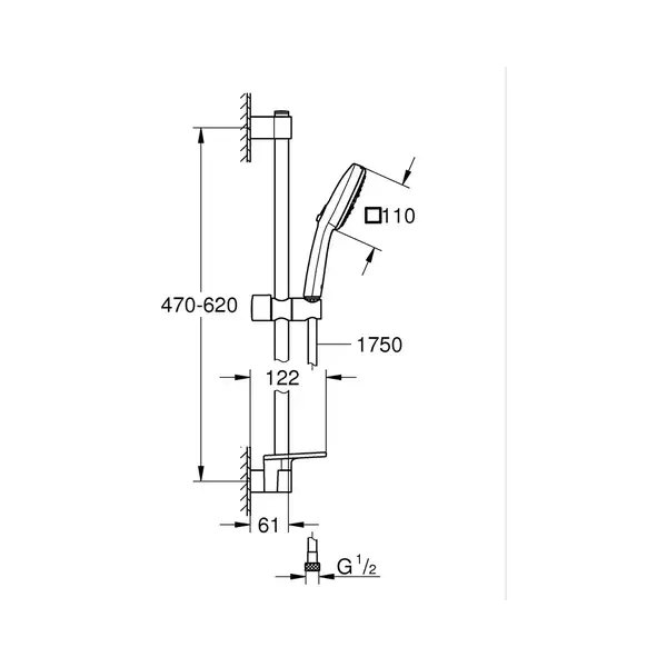 Grohe Tempesta Cube 110 Душевой гарнитур, 3 режима (27929003)