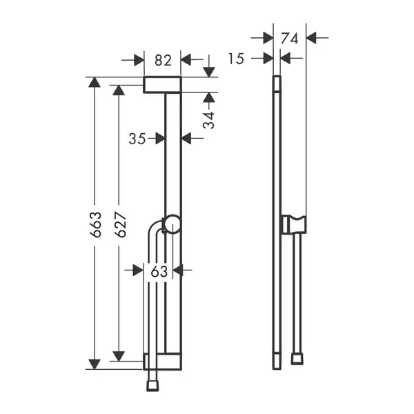 Hansgrohe Pulsify S Штанга для душу 65 см, шліфована бронза (24402140)