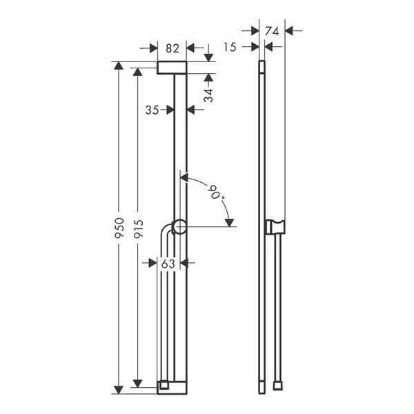 Hansgrohe Pulsify S Душова штанга 90 см, шліфована бронза (24405140)
