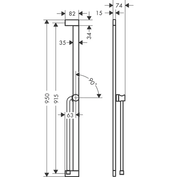 Hansgrohe Pulsify S Душова штанга 90 см, шліфована бронза (24405140)