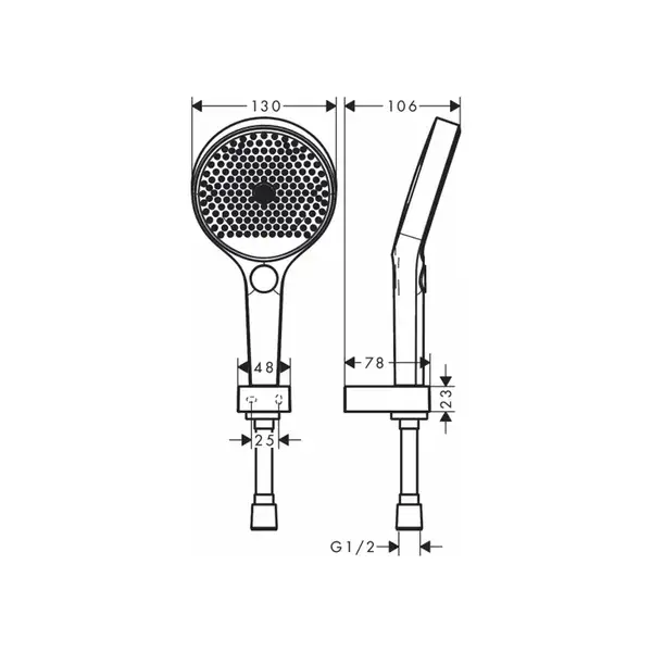 Душевой гарнитур Hansgrohe Rainfinity (цвет - чёрный матовый), 3 типа струи, шланг 1600 мм 26851670
