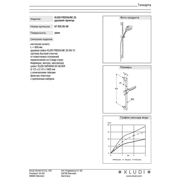 Kludi Freshline Душевая стойка 3S, хром (6793005-00) Kludi Freshline Душевая стойка 3S, хром (6793005-00)