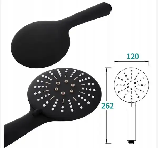 Душевая лейка REA BLACK + шланг + держатель черный (REA-P4101) Душевая лейка REA BLACK + шланг + держатель черный (REA-P4101)
