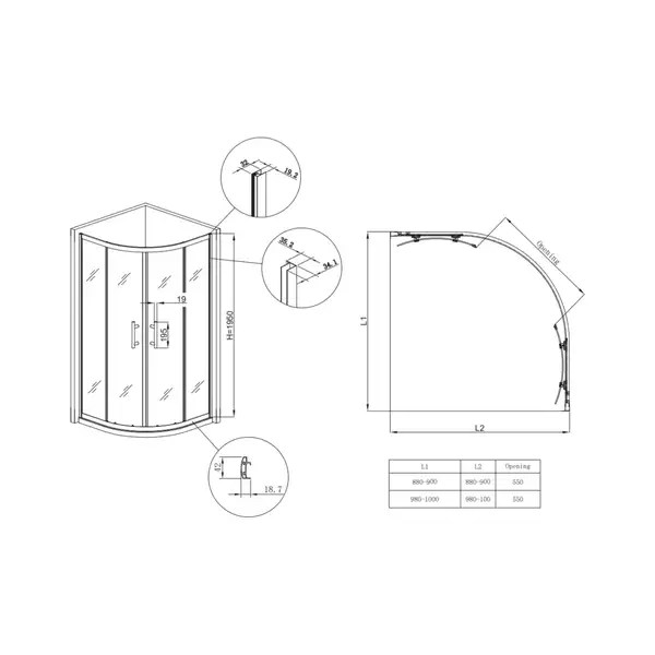 KOER SR SC04 Душевая кабина 100x100, прозрачное стекло, хром (KR5361)