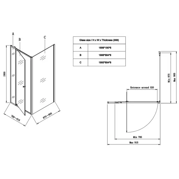 Koer SR SC05-90x90 Душова кабіна, прозоре скло, хром (KR5363)