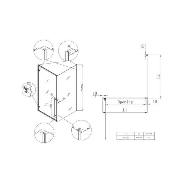 Koer SR SC08 Душова кабіна, прозоре скло, хром (KR5371) Koer SR SC08 Душова кабіна, прозоре скло, хром (KR5371)