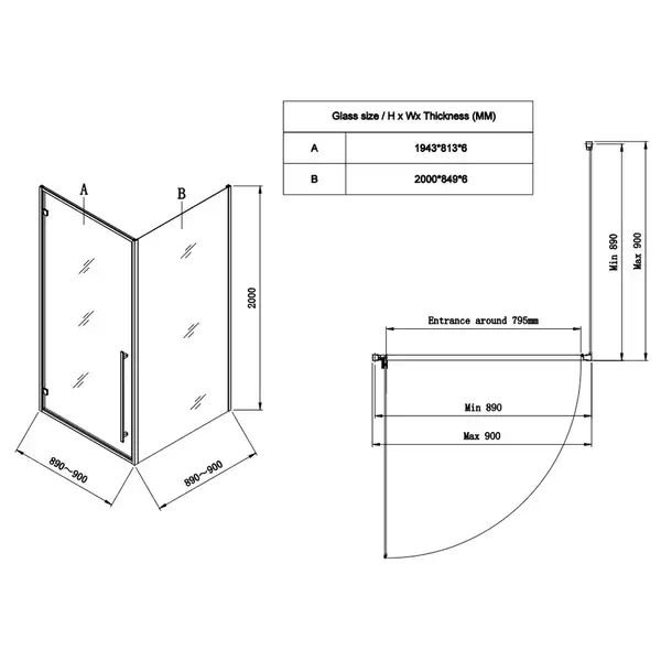 Koer SR SC08 Душова кабіна, прозоре скло, хром (KR5371) Koer SR SC08 Душова кабіна, прозоре скло, хром (KR5371)
