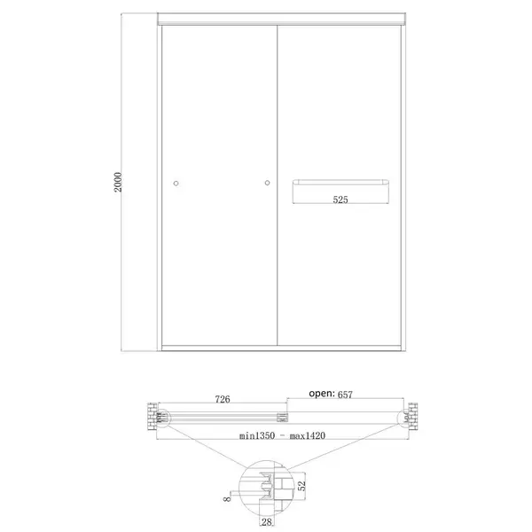 Koer SR SD03 Двері в нішу, прозоре скло Easy Clean, хром (KR5385) Koer SR SD03 Двері в нішу, прозоре скло Easy Clean, хром (KR5385)