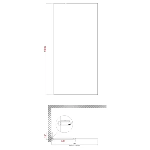 KOER SR SP02-100x200 Walk-In, прозоре скло, матове золото (KR5396) KOER SR SP02-100x200 Walk-In, прозоре скло, матове золото (KR5396)