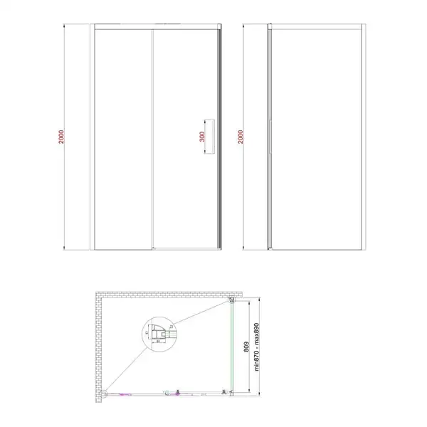 KOER SR SW05 Боковая стенка для душа, хром (KR5407) KOER SR SW05 Боковая стенка для душа, хром (KR5407)