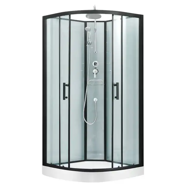 Набор Lidz душевой бокс Majatek SB90x90.BLA.LOW.TR, стекло прозрачное 5 мм + поддон Kupala (LMSB9090BLALOWTR2SET)