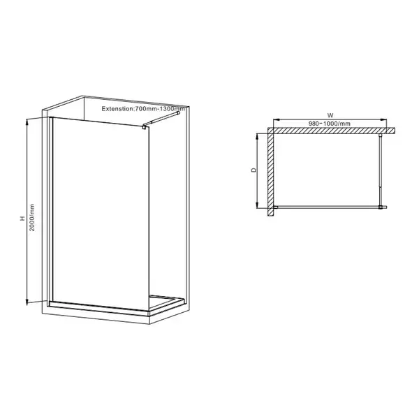 Mixxus Premium FLAT SP02 Душова перегородка, чорна (MI6856) Mixxus Premium FLAT SP02 Душова перегородка, чорна (MI6856)