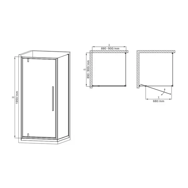 Mixxus Premium BEVEL Душова кабіна 90x90, прозоре скло (MI6863) Mixxus Premium BEVEL Душова кабіна 90x90, прозоре скло (MI6863)