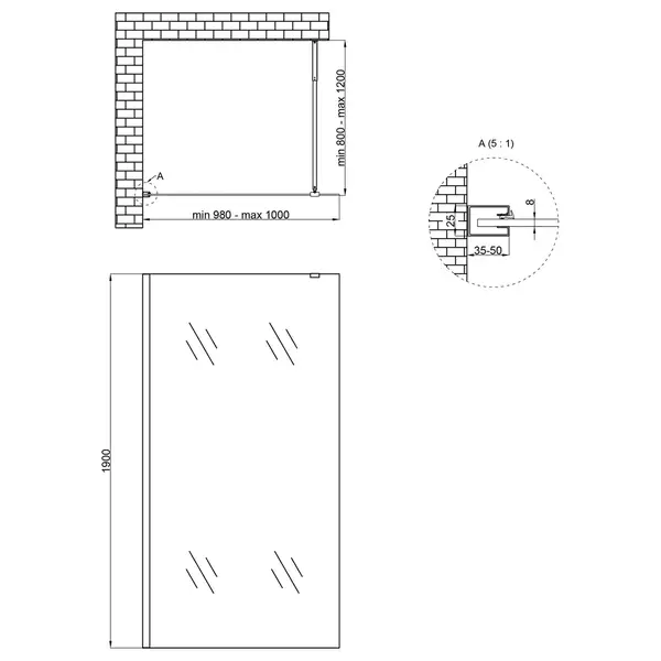 Qtap Walk-In Standard Душова перегородка, хром (STDCRM201C8) Qtap Walk-In Standard Душова перегородка, хром (STDCRM201C8)