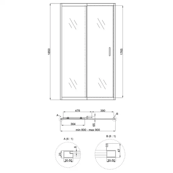 Душевая дверь в нишу Qtap Taurus CRM208-9.C6 80-90x185 см, стекло Clear 6 мм, покрытие CalcLess (TAUCRM2089C6) Душевая дверь в нишу Qtap Taurus CRM208-9.C6 80-90x185 см, стекло Clear 6 мм, покрытие CalcLess (TAUCRM2089C6)